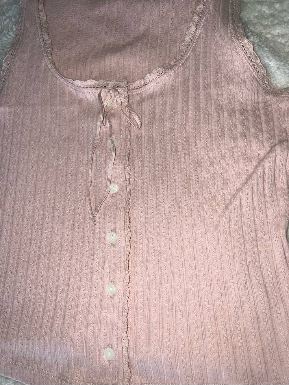 Universal Thread Pale Pink Ribbed Button-Front Tank Top - Picture 2 of 4